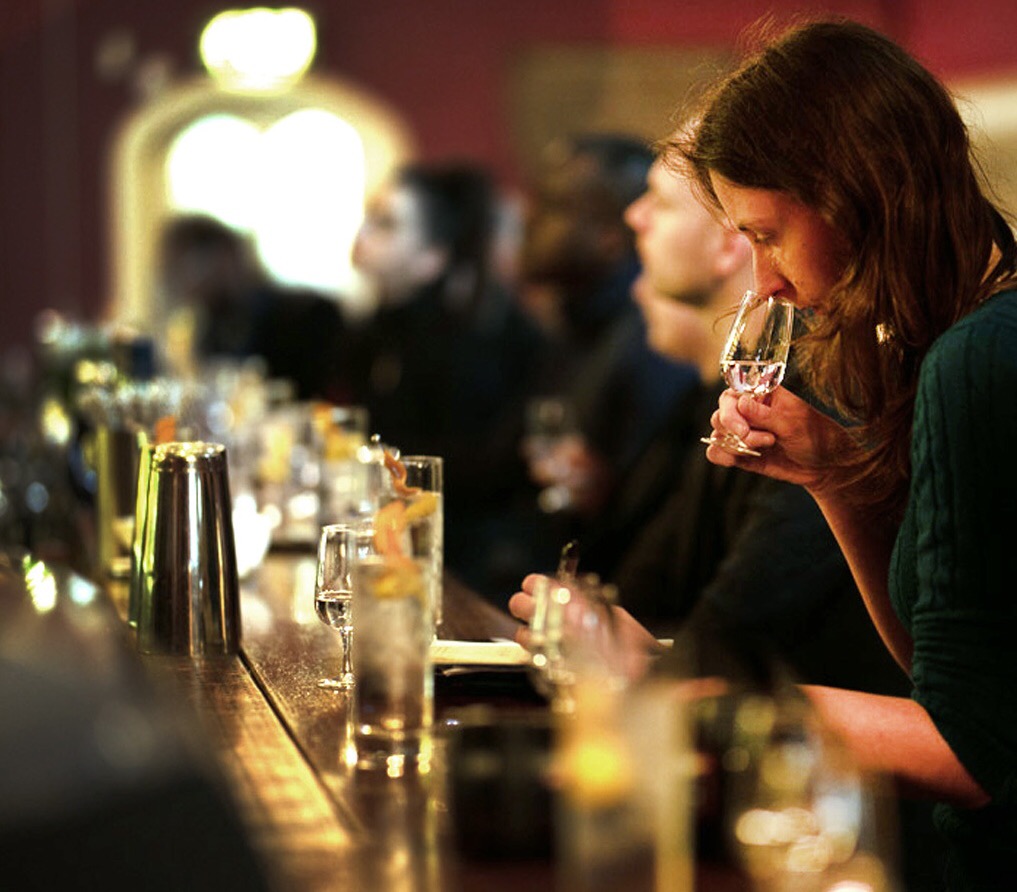 a decorative image of me sniffing some gin